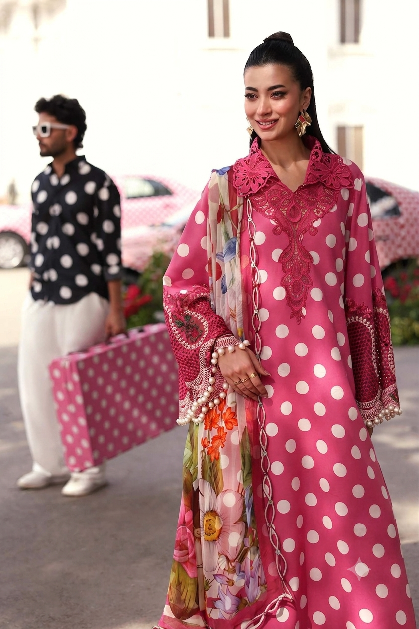 3 Piece Unstitched Embroidered Lawn Suit