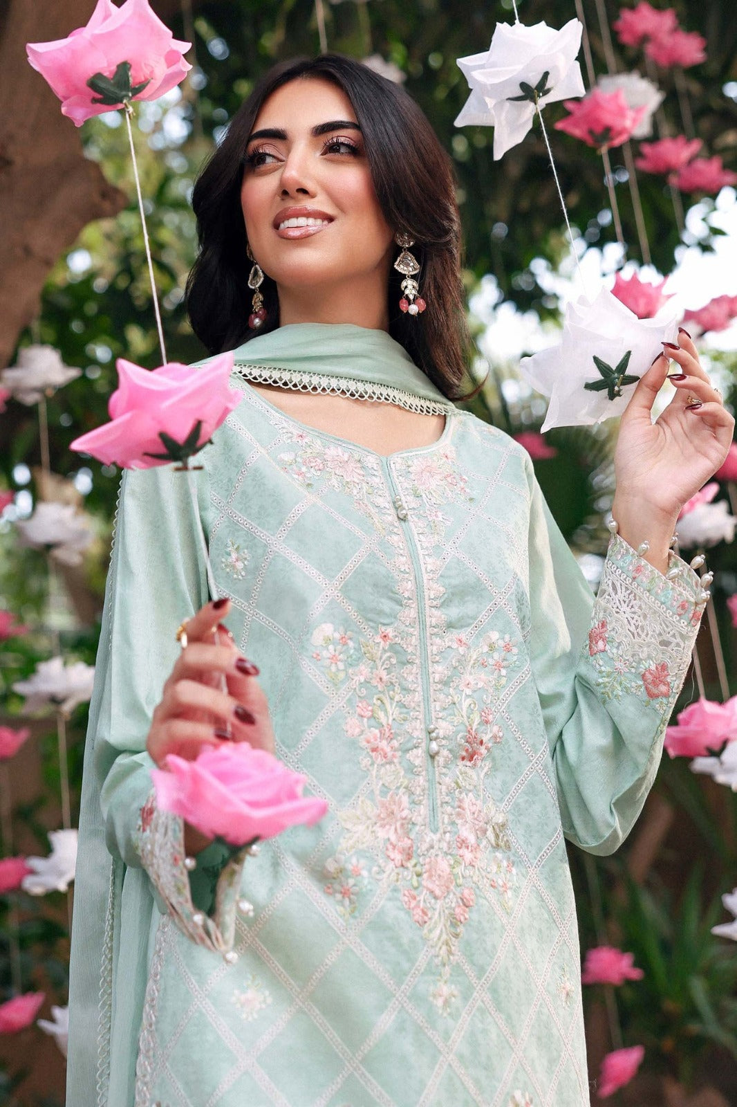 3 Piece Embroidered Dobby Lawn Suit