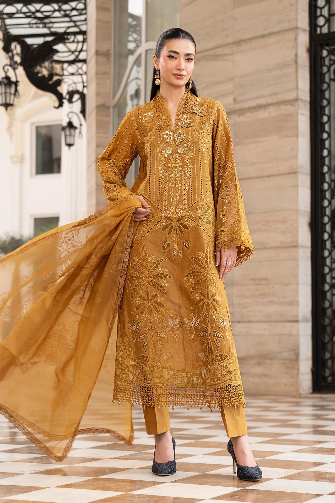 3 Piece Embroidered Lawn Dobby Suit