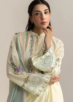Embroidered 3-Piece Pakistani Suit with Floral Dupatta