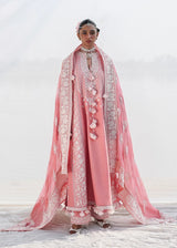 Peach Embroidered 3-Piece Pakistani Suit with Printed Dupatta
