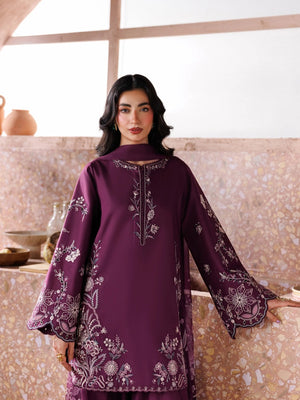 Plum Embroidered Pakistani Lawn Suit – Floral Edition