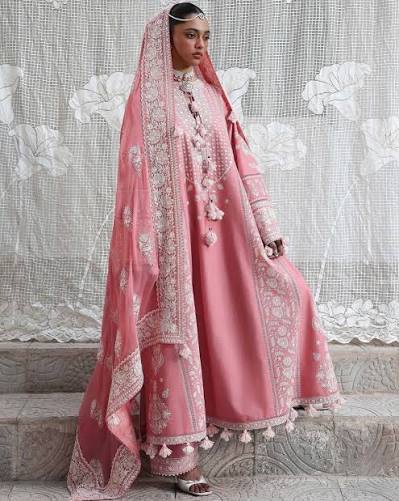 Peach Embroidered 3-Piece Pakistani Suit with Printed Dupatta